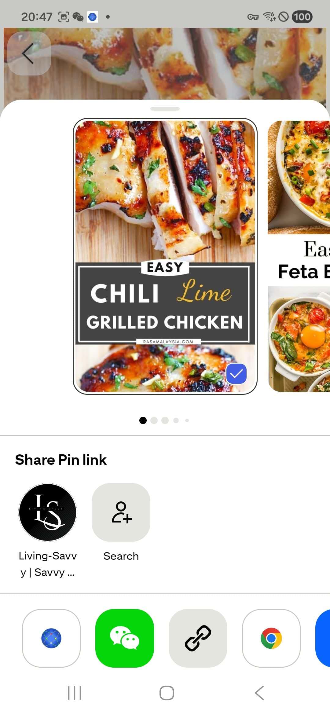Sharing a recipe webpage to Kinmory
