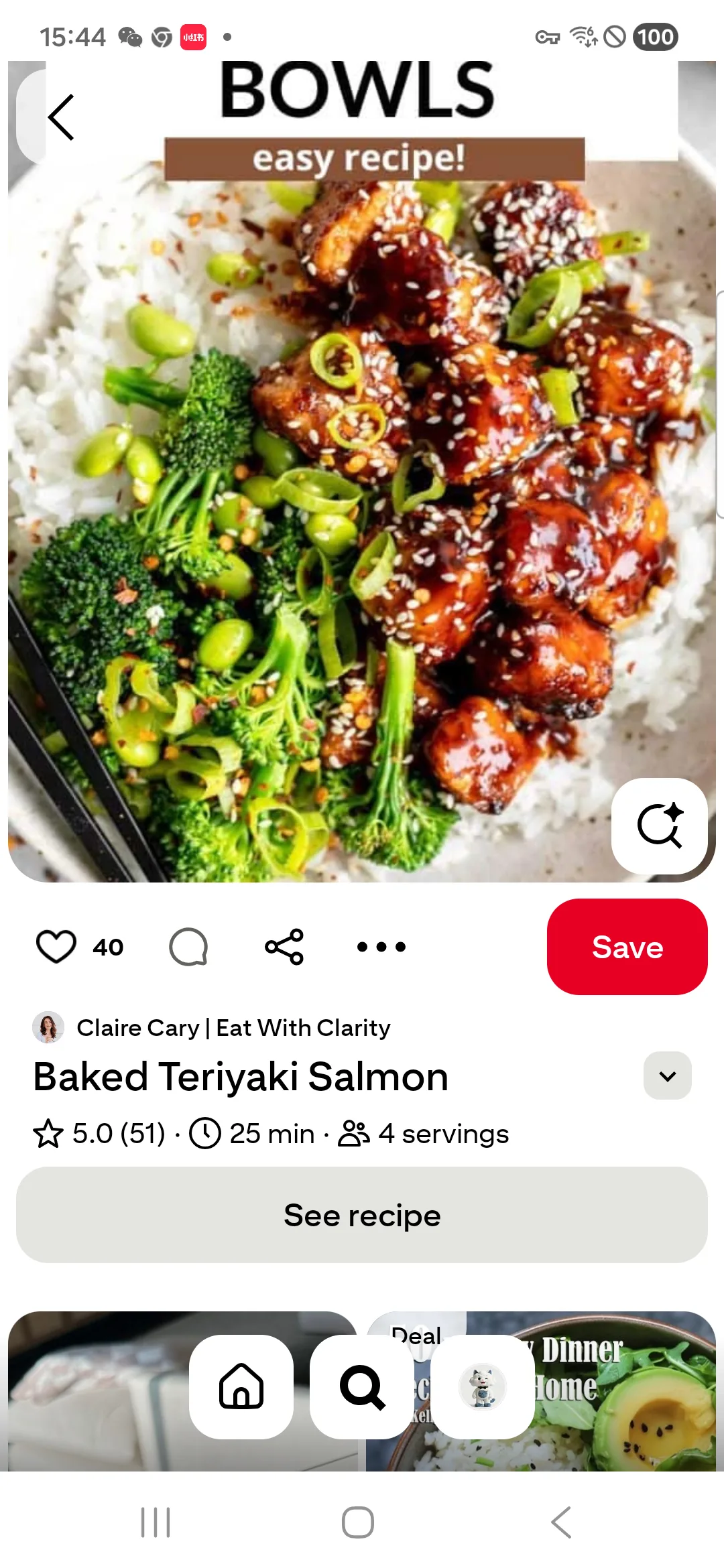 A recipe discovered in Pinterest