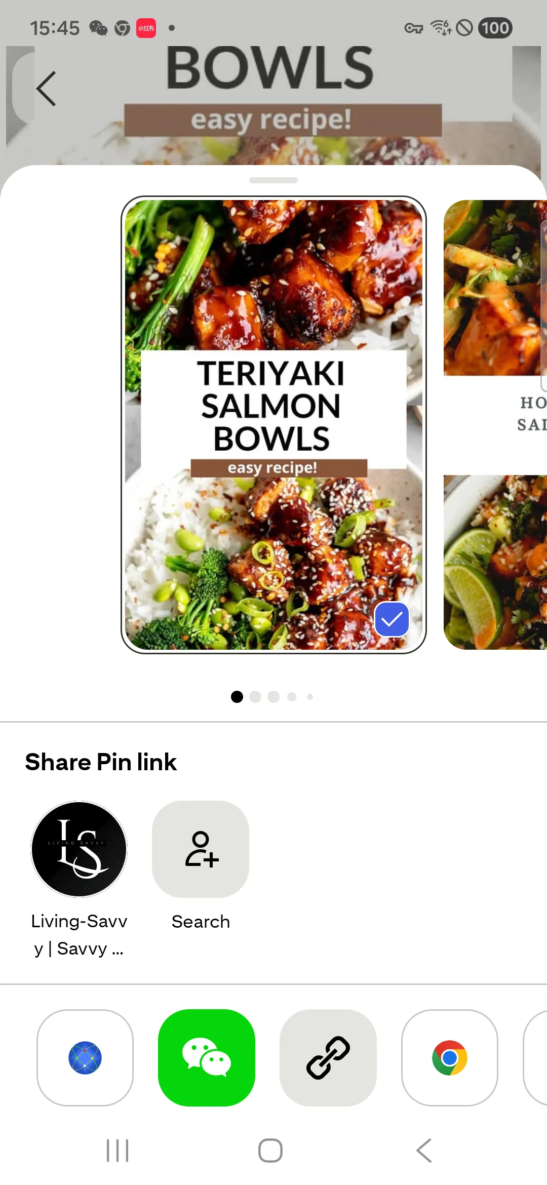 Sharing a Pinterest recipe to Kinmory